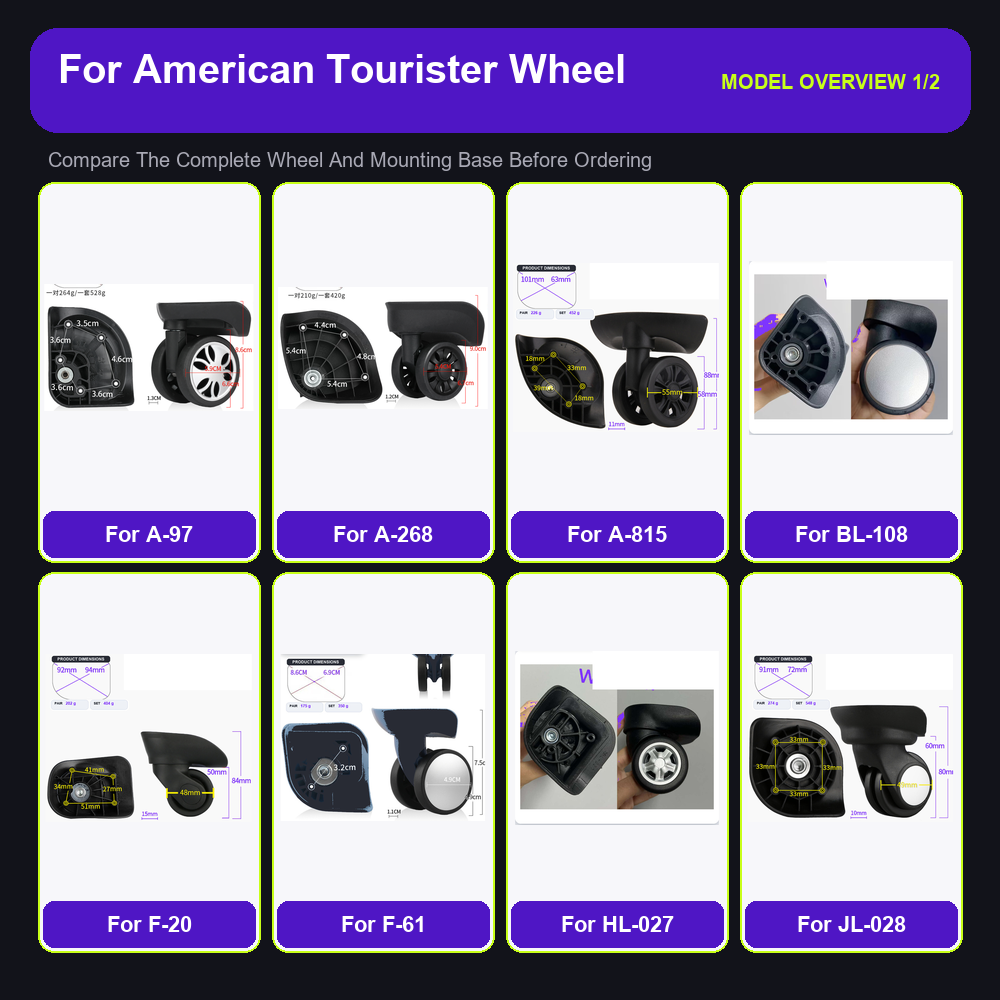 Silent Replacement Luggage Wheels - ล้อสำรองสำหรับกระเป๋าเดินทางแบบแข็งแรงทนทาน สำหรับ American Tourister A-97 ล้อหมุนเงียบ