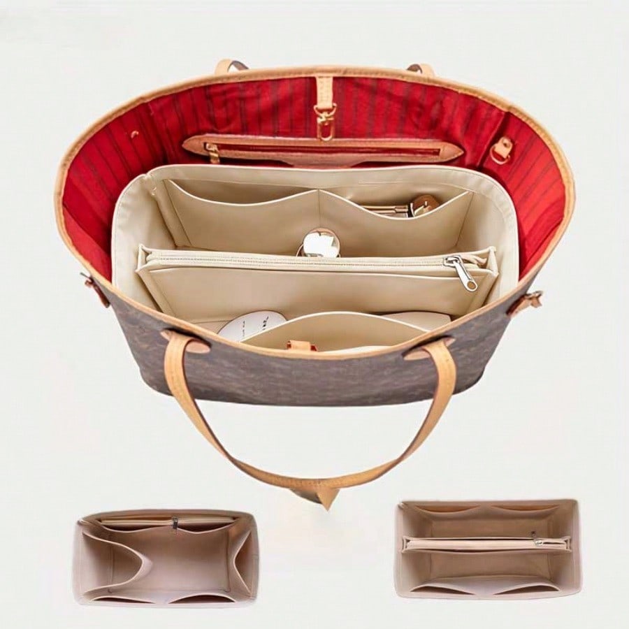 Handbags - กระเป๋าจัดระเบียบแบบมีช่องใส่ของด้านใน, กระเป๋าเครื่องสำอางแบบมีหลายช่อง, กระเป๋าใส่ของแบบพกพาสำหรับกระเป๋าถือ