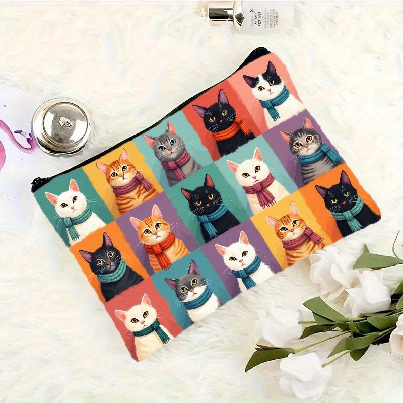 กระเป๋าแต่งหน้าพิมพ์ลายแมวน่าร - Cosmetic Bags บทวิจารณ์และราคา
